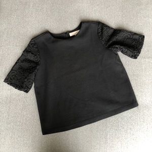 LOFT black lace sleeves top